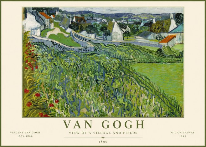 Van Gogh View of a Village and Fields No5 - Poszter