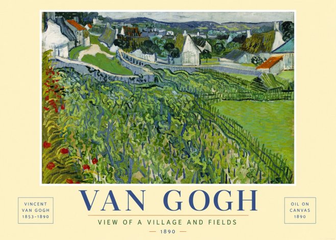 Van Gogh View of a Village and Fields No6 - Poszter