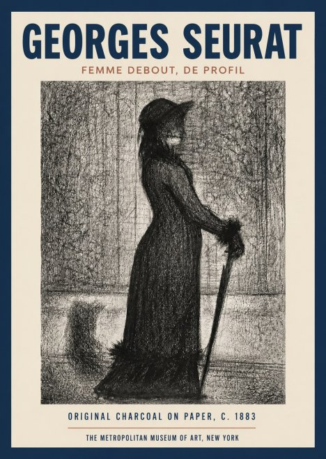 Seurat Femme Debout, De Profil No2 - Poszter