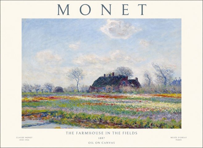 Monet The Farmhouse in the Fields No1 - Poszter