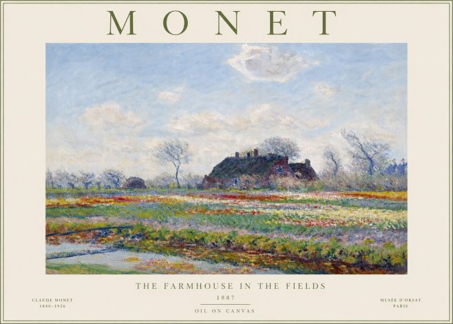 Monet The Farmhouse in the Fields No4 - Poszter