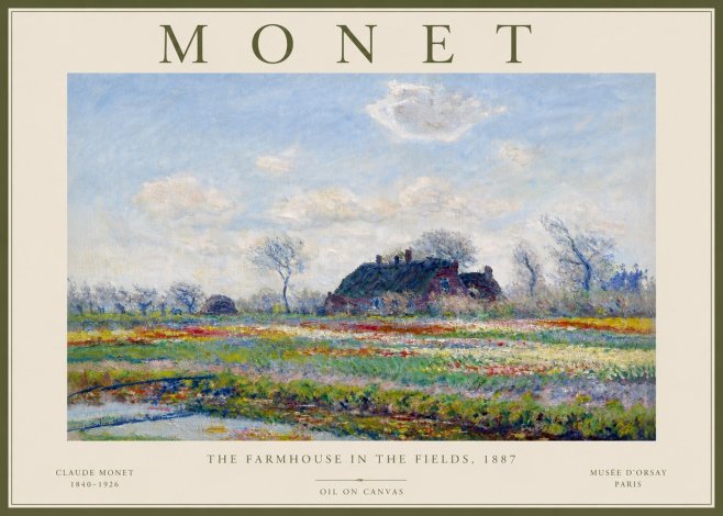 Monet The Farmhouse in the Fields No6 - Poszter