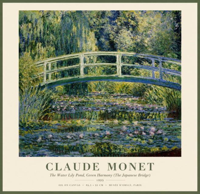 Monet The Water Lily Pond, Green Harmony (the Japanese Bridge) No1 - Poszter