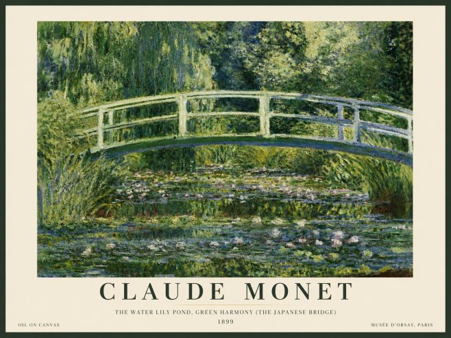 Monet The Water Lily Pond, Green Harmony (the Japanese Bridge) No3 - Poszter