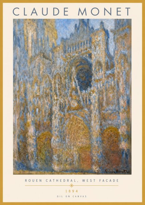 Monet Rouen Cathedral, West Facade No3 - Poszter