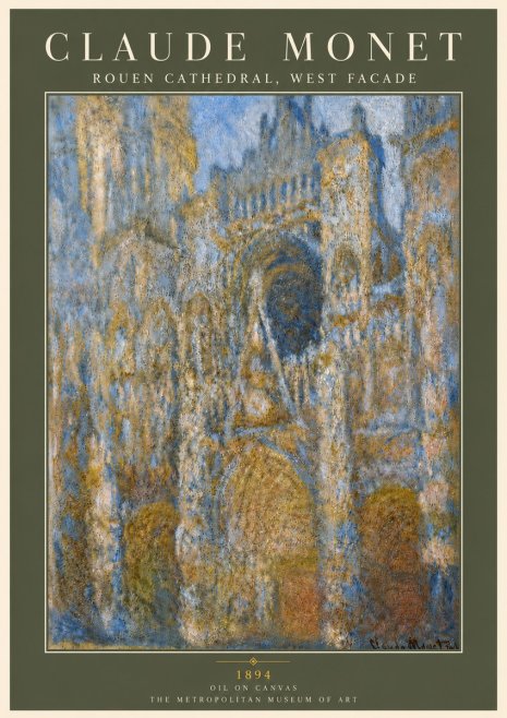 Monet Rouen Cathedral, West Facade No5 - Poszter