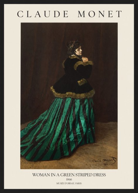 Monet Woman in a Green Striped Dress No1 - Poszter