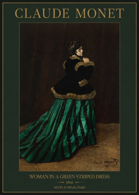 Monet Woman in a Green Striped Dress No2 - Poszter