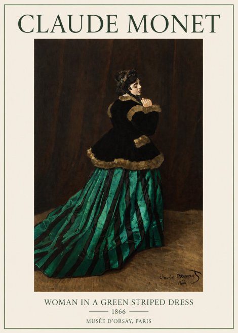 Monet Woman in a Green Striped Dress No3 - Poszter