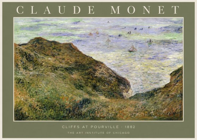 Monet Cliffs at Pourville II No2 - Poszter