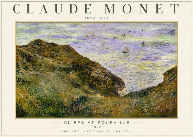 Monet Cliffs at Pourville II No5 - Poszter