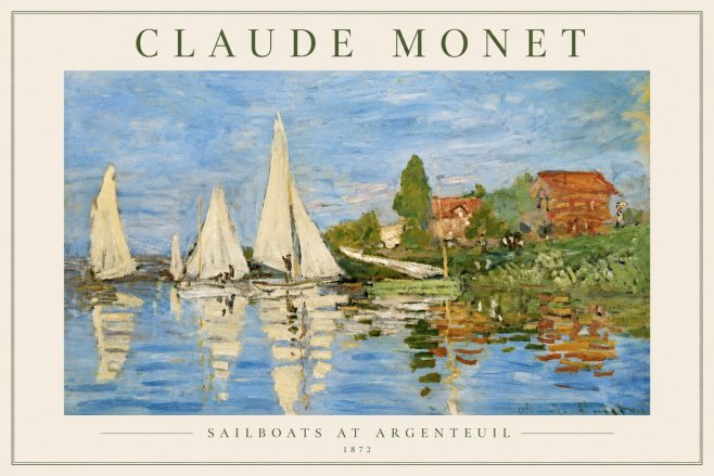Monet Sailboats at Argenteuil No3 - Poszter