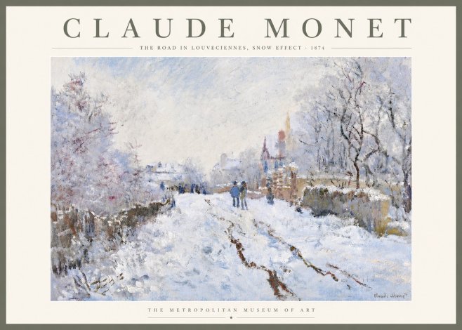 Monet The Road in Louveciennes, Snow Effect No5 - Poszter