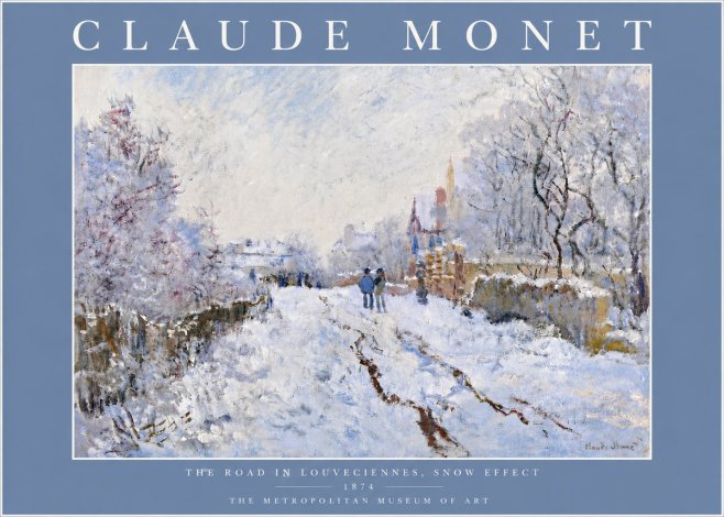 Monet The Road in Louveciennes, Snow Effect No6 - Poszter