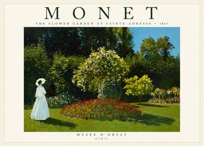 Monet The Flower Garden at Sainte-adresse No1 - Poszter