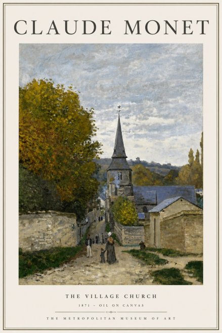 Monet The Village Church No3 - Poszter