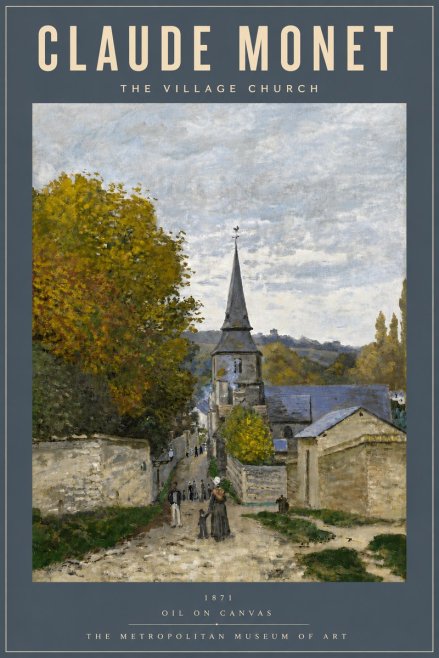 Monet The Village Church No4 - Poszter