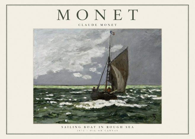 Monet Sailing Boat in Rough Sea No1 - Poszter