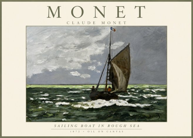 Monet Sailing Boat in Rough Sea No3 - Poszter