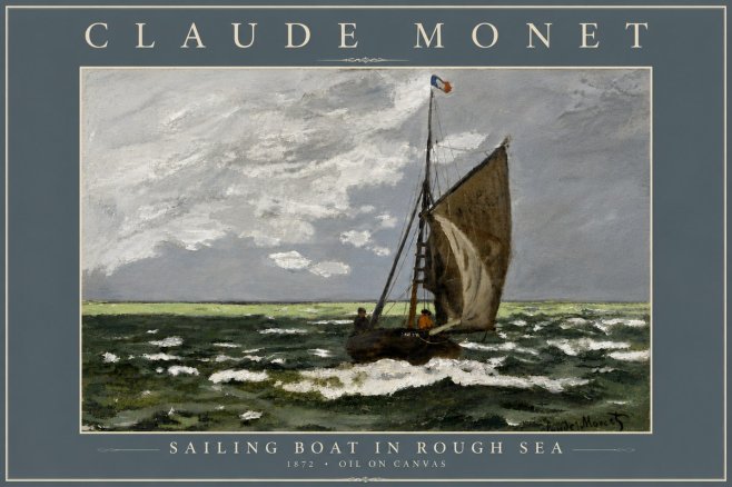 Monet Sailing Boat in Rough Sea No6 - Poszter