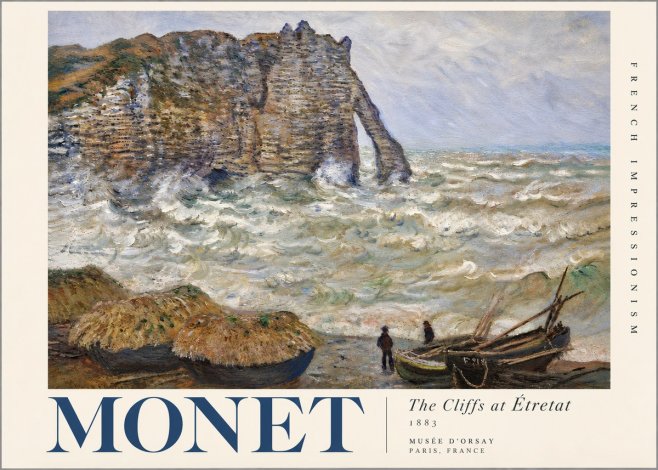Monet The Cliffs at Etretat No4 - Poszter