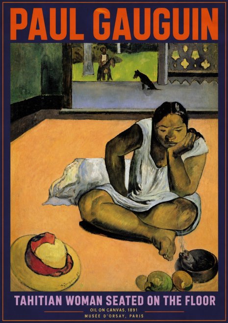 Paul Gauguin Tahitian Woman Seated on the Floor No4 - Poszter