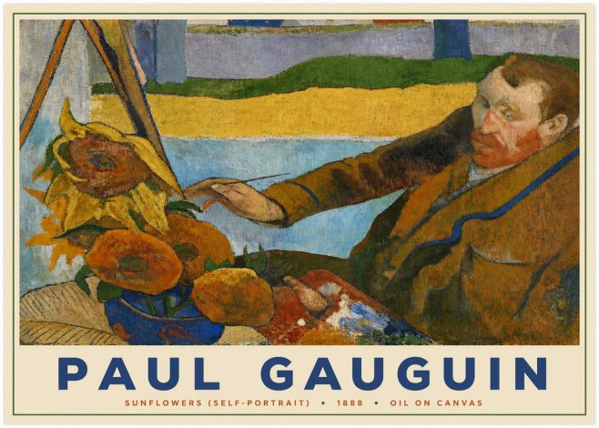 Paul Gauguin The Artist and His Sunflowers No5 - Poszter