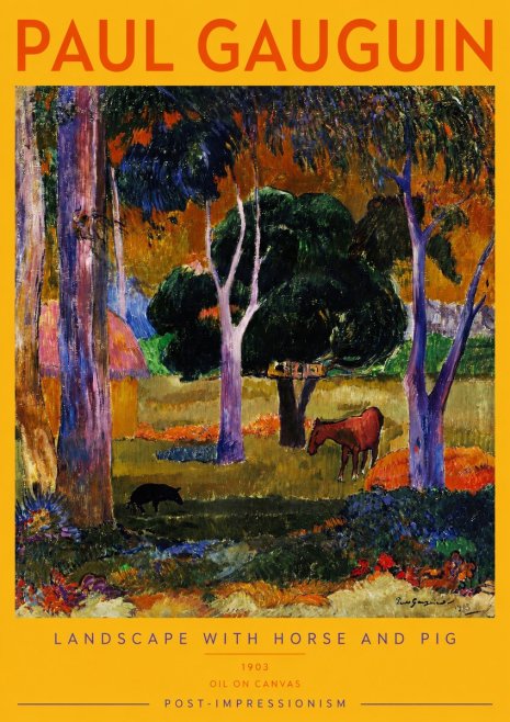 Paul Gauguin Landscape with Horse and Pig No2 - Poszter