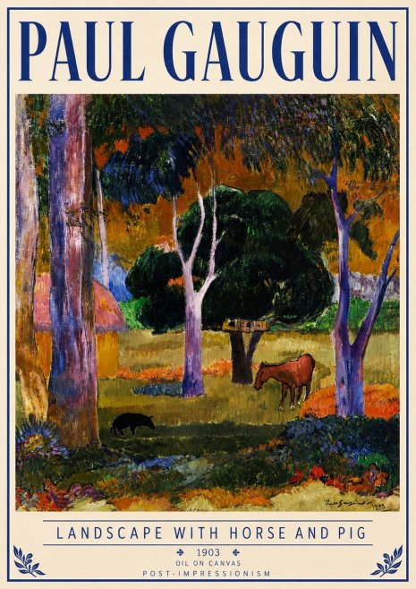 Paul Gauguin Landscape with Horse and Pig No4 - Poszter