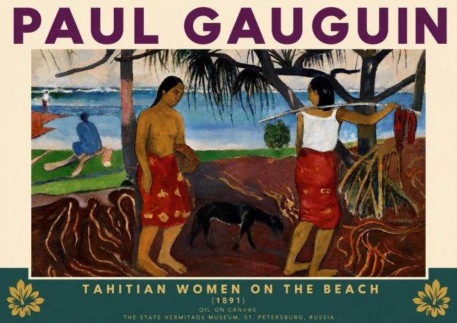 Paul Gauguin Tahitian Women on the Beach (1891) No6 - Poszter