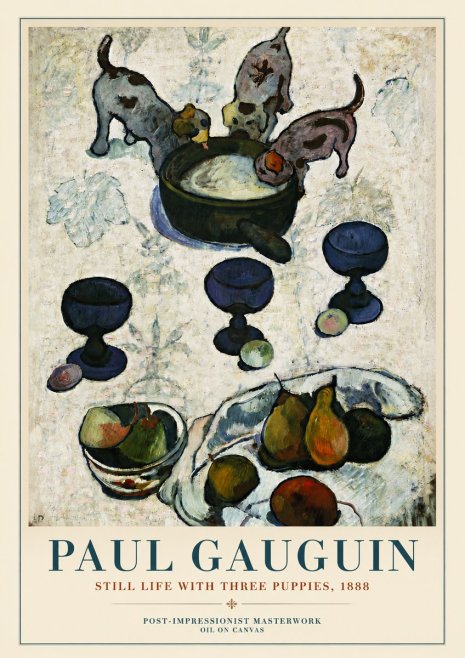 Paul Gauguin Still Life with Three Puppies, 1888 No3 - Poszter