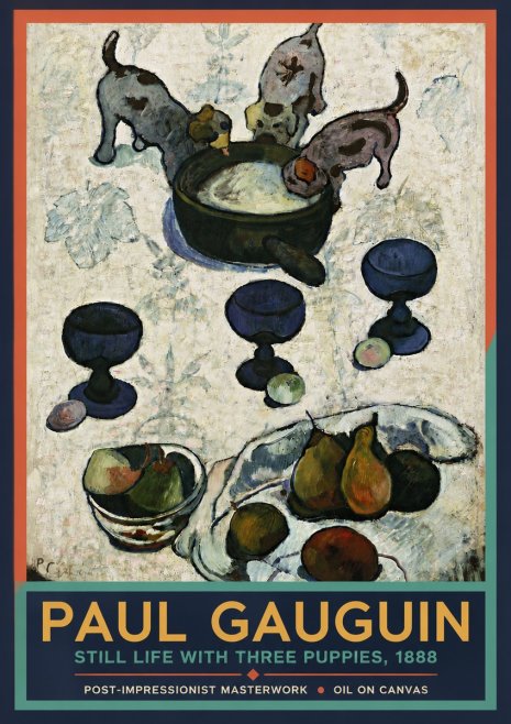 Paul Gauguin Still Life with Three Puppies, 1888 No4 - Poszter
