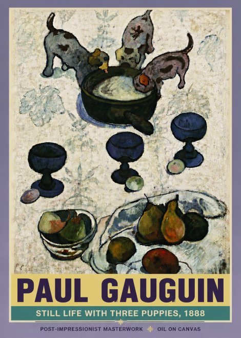 Paul Gauguin Still Life with Three Puppies, 1888 No6 - Poszter