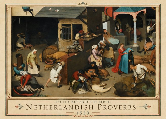 Pieter Bruegel Netherlandish Proverbs VI No1 - Poszter