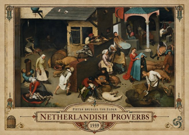 Pieter Bruegel Netherlandish Proverbs VI No6 - Poszter