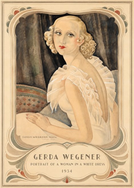 Gerda Wegener Portrait of a Woman in a White Dress No3 - Poszter