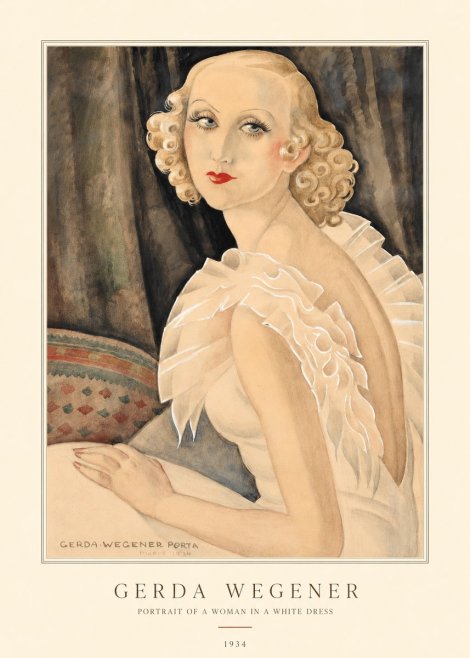 Gerda Wegener Portrait of a Woman in a White Dress No4 - Poszter