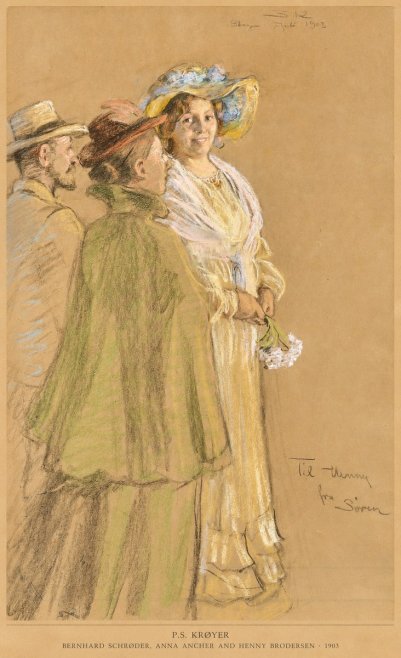 P.S. Krøyer Bernhard Schrøder, Anna Ancher and Henny Brodersen No6 - Poszter