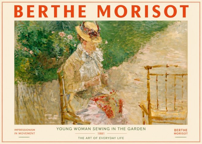 Berthe Morisot Young Woman Sewing in the Garden No4 - Poszter