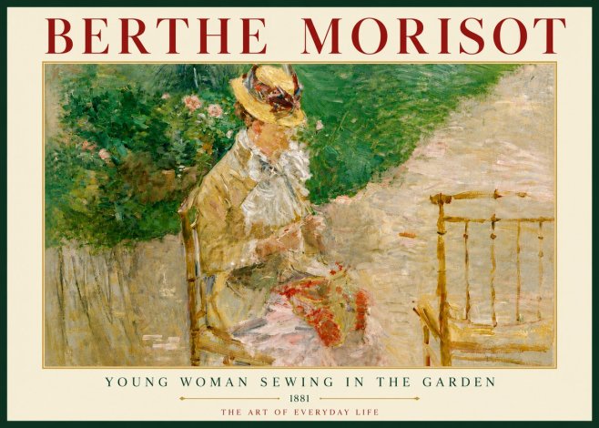 Berthe Morisot Young Woman Sewing in the Garden No6 - Poszter