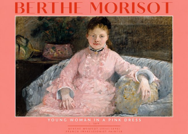 Berthe Morisot Young Woman in a Pink Dress I No2 - Poszter