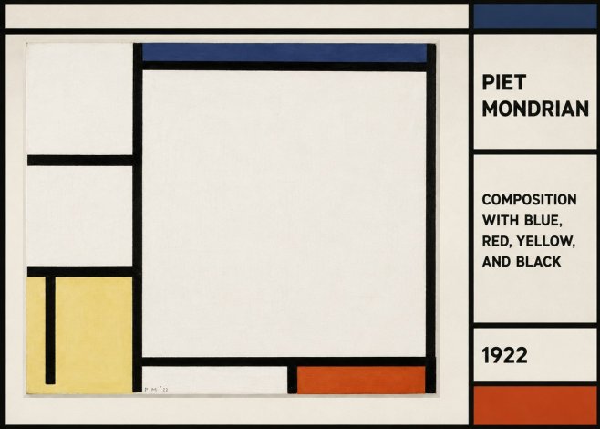 Piet Mondrian Composition with Blue, Red, Yellow, and Black No2 - Poszter