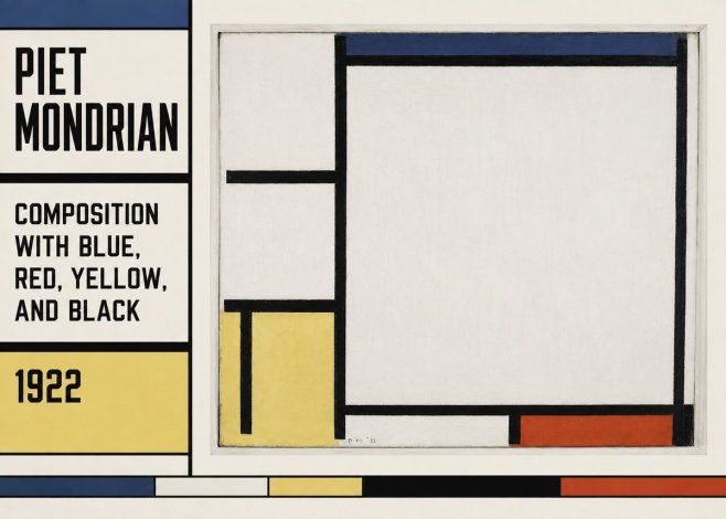 Piet Mondrian Composition with Blue, Red, Yellow, and Black No5 - Poszter