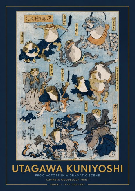 Utagawa Kuniyoshi Frog Actors in a Dramatic Scene No3 - Poszter