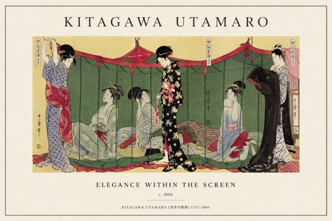 Kitagawa Utamaro Elegance Within the Screen No1 - Poszter