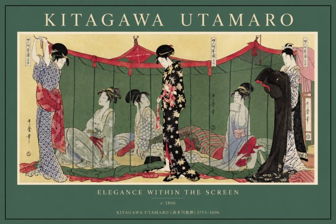 Kitagawa Utamaro Elegance Within the Screen No2 - Poszter