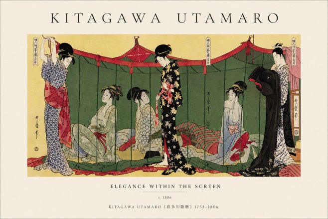Kitagawa Utamaro Elegance Within the Screen No3 - Poszter