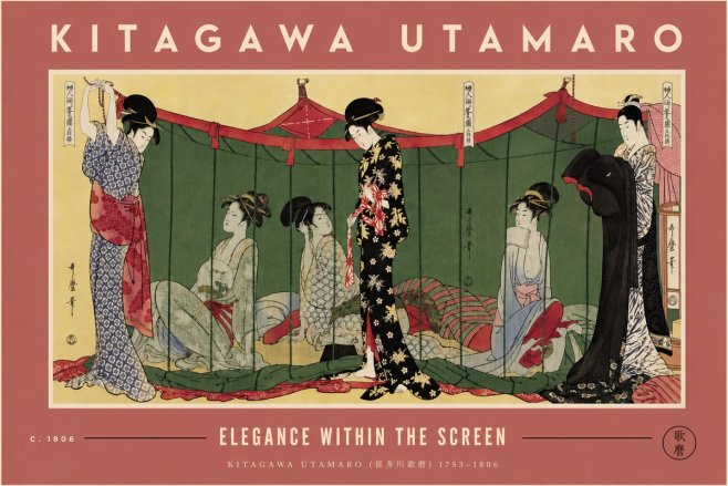 Kitagawa Utamaro Elegance Within the Screen No4 - Poszter