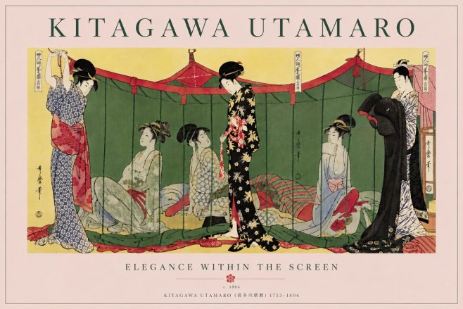 Kitagawa Utamaro Elegance Within the Screen No6 - Poszter