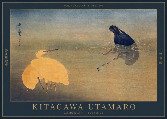 Kitagawa Utamaro Heron and Duck No2 - Poszter